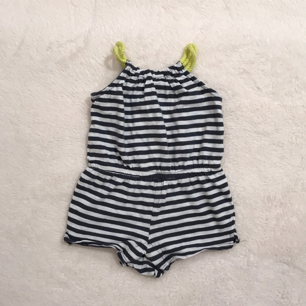 BabyGap grey and white striped romper